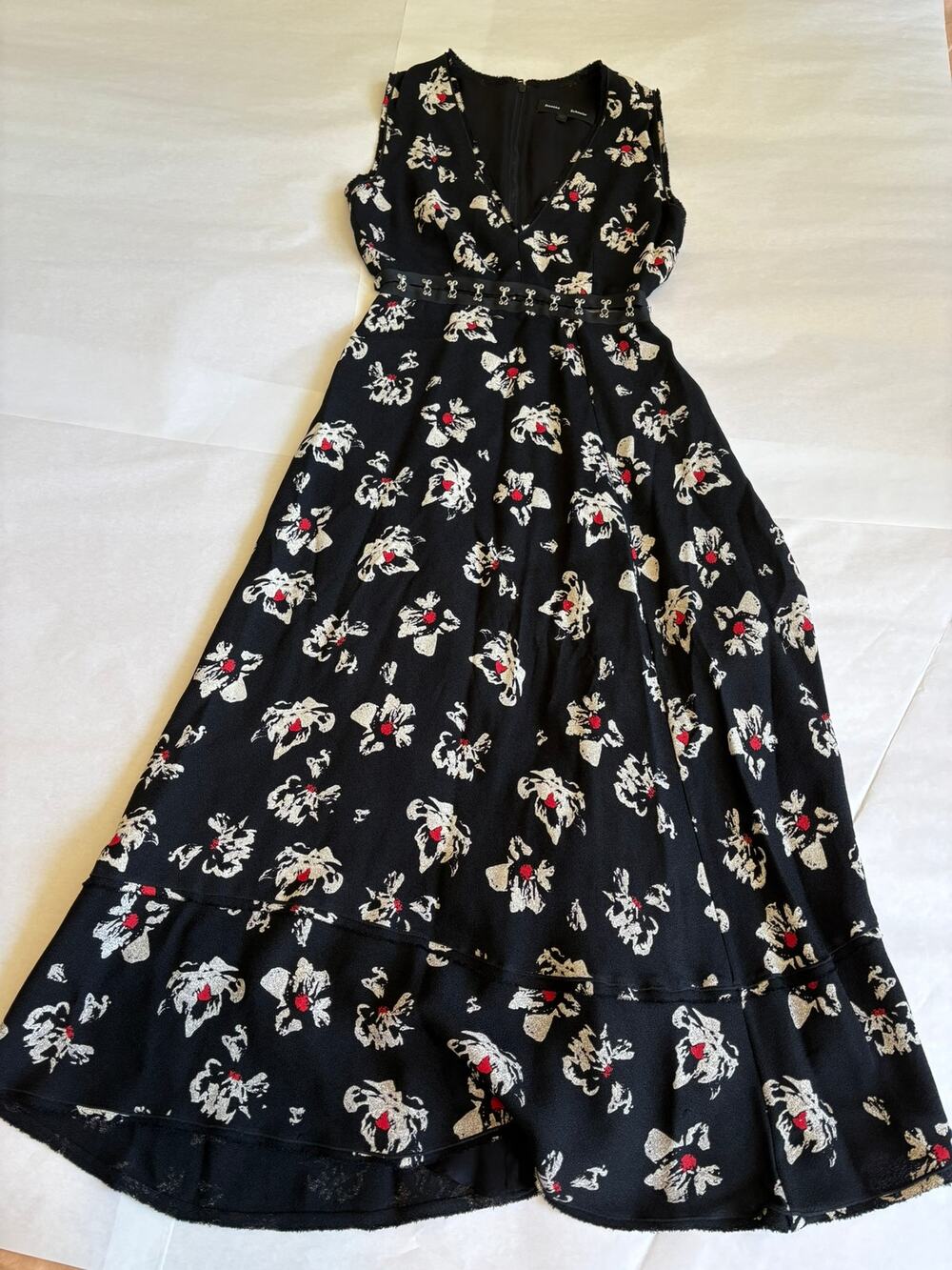 Proenza Schouler Black White Red Silk Dress Size 2